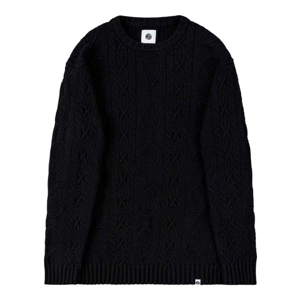Pretty Green Mens Marylebone Cable Knit Long-Sleeved Sweater Top / Black